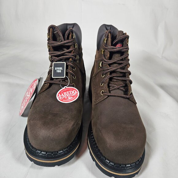 Laredo Brown Ruf Rider Steel Toe Lace Up Boots Men\'s Size 8.5 66344 main image 6